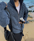 Abel cable knit zip-up