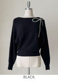 Lores Cubic Ribbon Boat Neck Knit