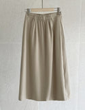 Yuloy Unbalanced Wrap Pleated Banding Long Skirt