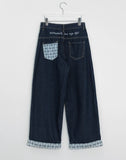 Hilet Ribbon Roll-up Denim Wide Pants