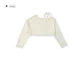 Leaven Off Slit Ribbon Crop Knit