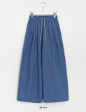 Gyudi Summer Check Banding Wide Pants