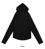 OPEN SHOULDER WAFFLE HOODIE