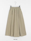 Doroni banding stitch long flare skirt