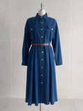 Happiness Denim Shirt Long One Piece (Belt Set)
