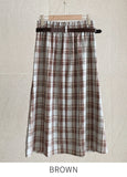 Macaroon Check Button A-Line Long Skirt (Belt Set)