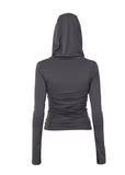 Hooded High Neck Long Sleeve