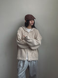 Quad Damage Knit Hooded Zip-Up