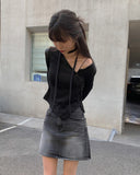 Dinto Muffler Unbalance Cardigan Set