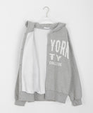 Yoku lettering brushed hood cardigan