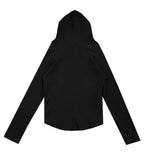 OPEN SHOULDER WAFFLE HOODIE