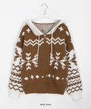 Hensil Nordic Hood Knit Zip-Up Cardigan