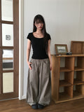 Aloh Summer Back Pocket Cotton Wide Pants