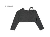 Leaven Off Slit Ribbon Crop Knit