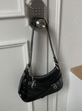 Hermi Buckle Leather Eyelet Daily Shoulder Bag