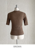 Alia Shirring Rib Short Sleeve Knitwear