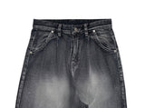 Bent Black Denim Pintuck Wide Pants