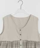 Gontz Layered Check Sleeveless Blouse One Piece