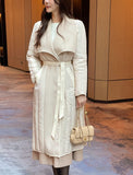 Bedrin Shawl Collar Down Long Padding Coat (Belt Set)