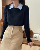 Milo color matching shirt collar cable knit