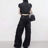 Amua Crop String Half Zip-Up