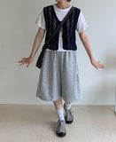 Holg Lace Track Banding Bermuda Pants