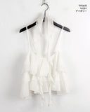 Allu Scarf Set Chiffon Can Can Frill Sleeveless Blouse