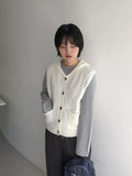 Egelli Cable Button Hood Knit Vest