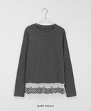 Hentoy Brushed Check Frill Layered Long Sleeve Tee