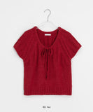 Trin Ribbon Rib Wool Round Short Sleeve Knit