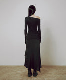 One-Shoulder Lettuce Stitch Cardigan