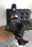 (Brushed) LAYERED CHECK UNBALANCE SKIRT