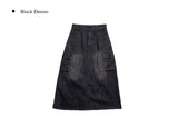 Flak Cargo Black Denim Long Skirt