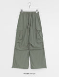 Akem Nylon Banding Cargo Wide Pants