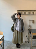 Tomou banding patch cargo cotton long skirt