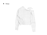 D’lzu One Shoulder Off Ribbon Boucle Knit