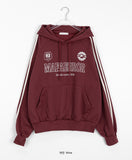 Yunaki Track Color Matching Raglan Lettering Hoodie