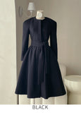 Abode No Collar Puff Flare Long Coat