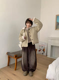 Dopto Washing Pintuck Wide Corduroy Pants