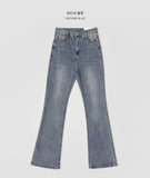 4 Seasons Banding Long Boot Cut Color Denim Pants