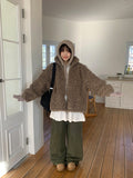 Yuyuri Fluffy Fur High Neck Over Zip-up Jumper