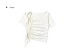 Chyuleu One-Shoulder Unbalanced Shirring Tee