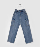 American Casual Cargo Pocket Classic Long Wide Denim Pants