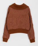 Hikan Wrinkle Collar Quilted Zip-up Jumper