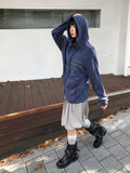 LETTERING STRIPE KNIT HOODIE