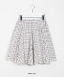 Dokui Check Unbalanced Banding Midi Skirt