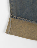 Drain brushed washed denim pants