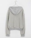 Yonoki Stripe Crop Hood Zip-Up