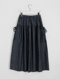 Fruity ribbon banding cargo flare long skirt