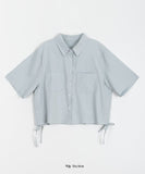 Glit Shirring Ribbon Crop Shirt